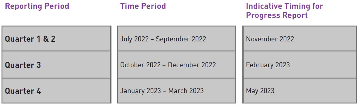SFO Business Plan 2022-23 Monitoring Timeframes